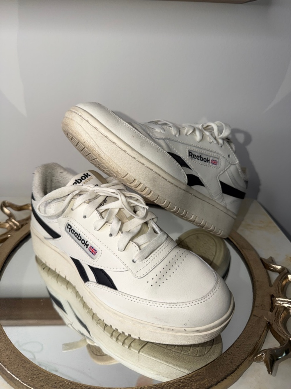 Reebok Women’s White Sneakers with Black Accents